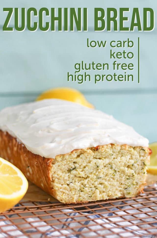 Low Carb, Keto, Gluten Free Zucchini Bread with Cream Cheese Frosting