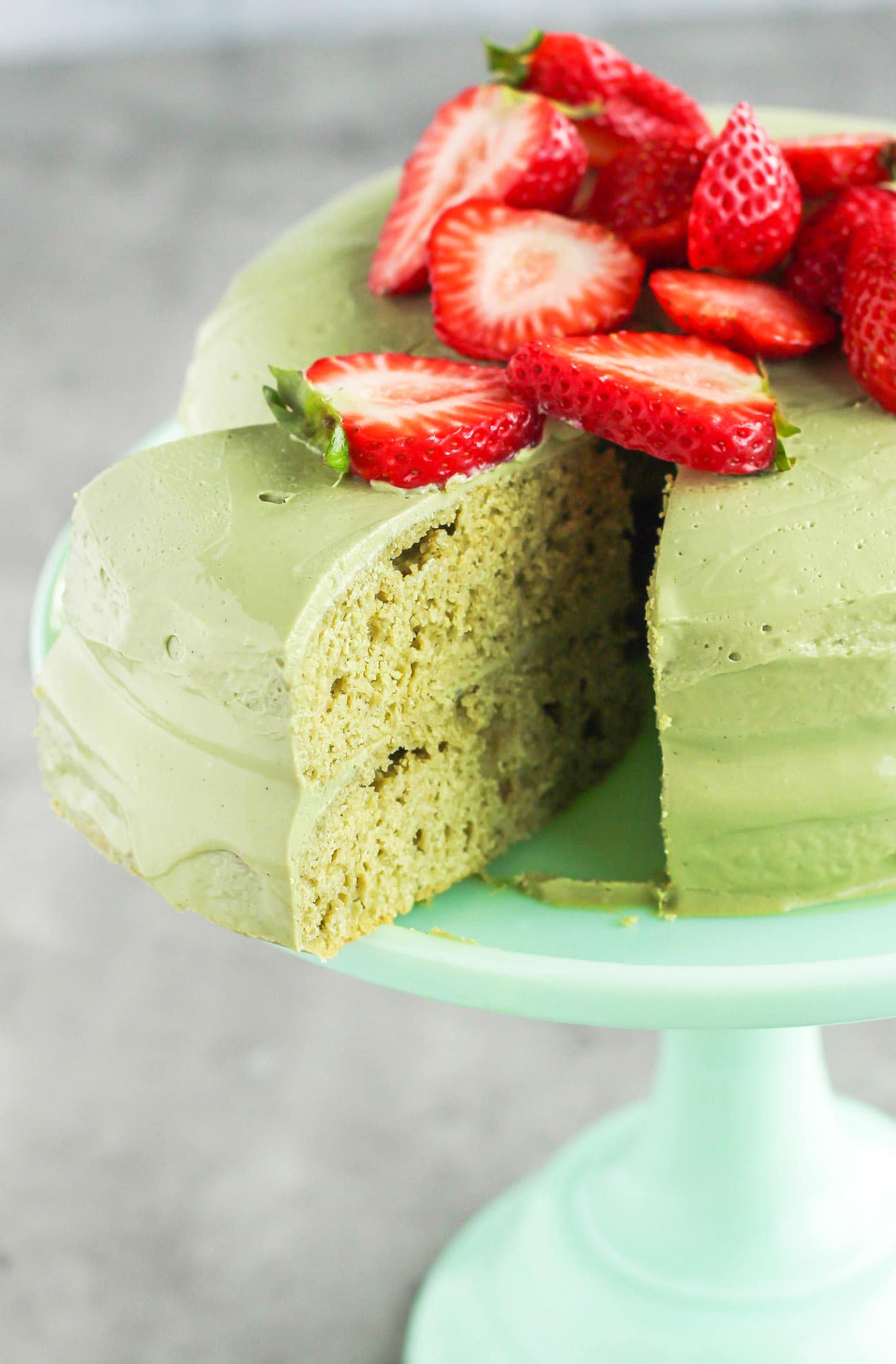 Healthy Matcha Cake with Matcha Green Tea Frosting