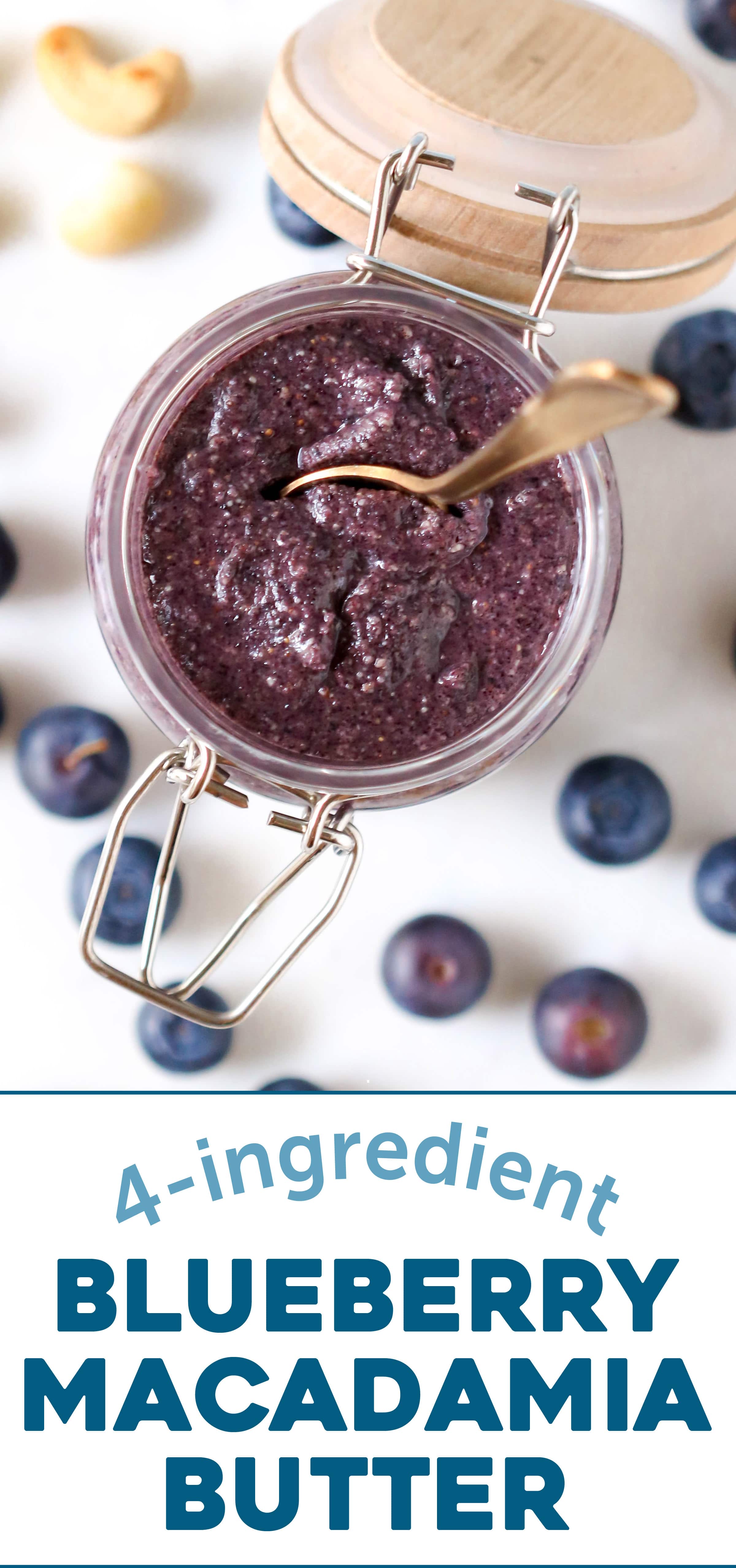 Easy healthy 4-ingredient Blueberry Macadamia Butter