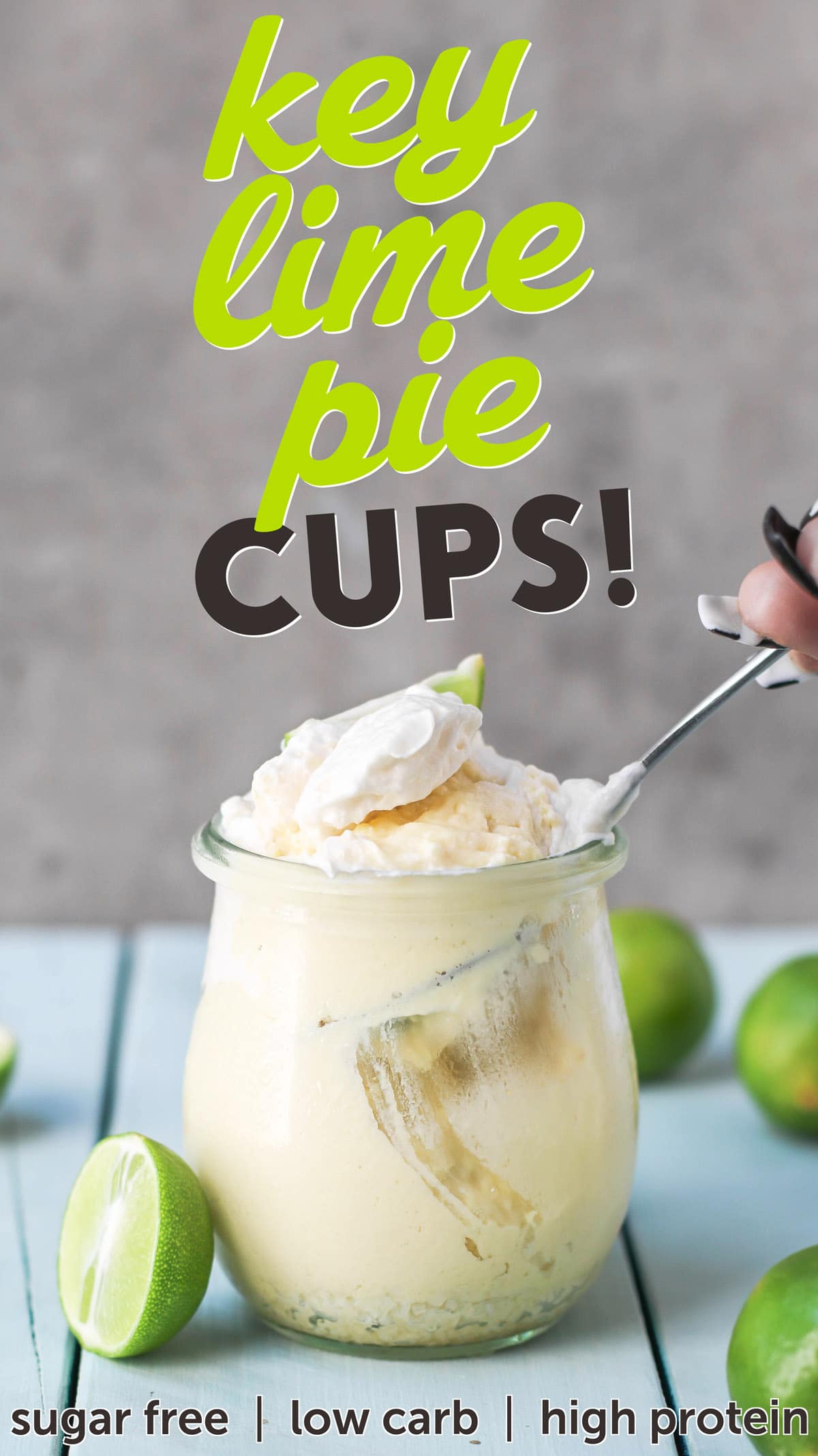 Healthy Key Lime Pie Cups - sugar free, low carb, high protein, gluten free