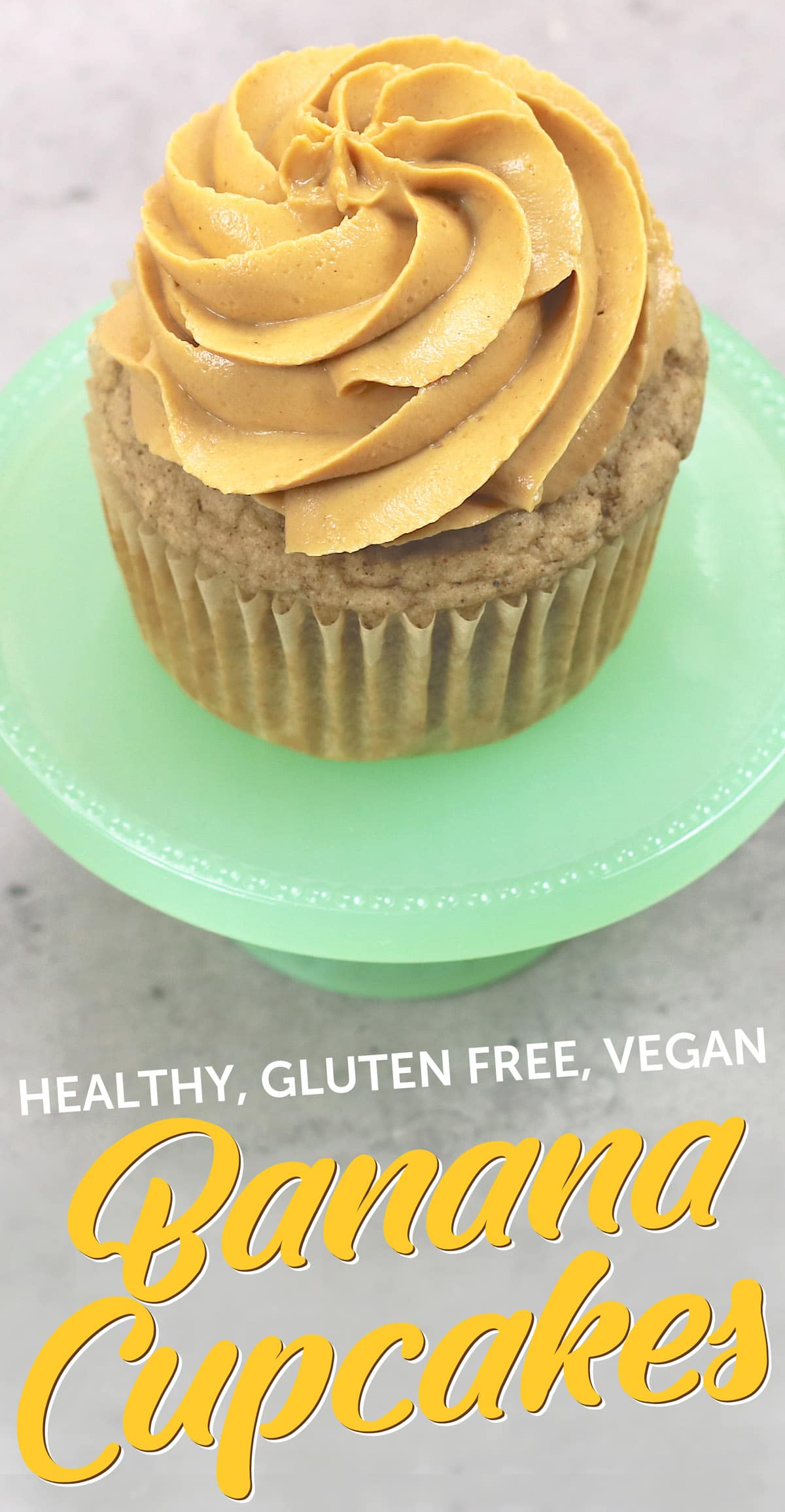 Gluten Free Vegan Banana Cupcakes with Peanut Butter Frosting
